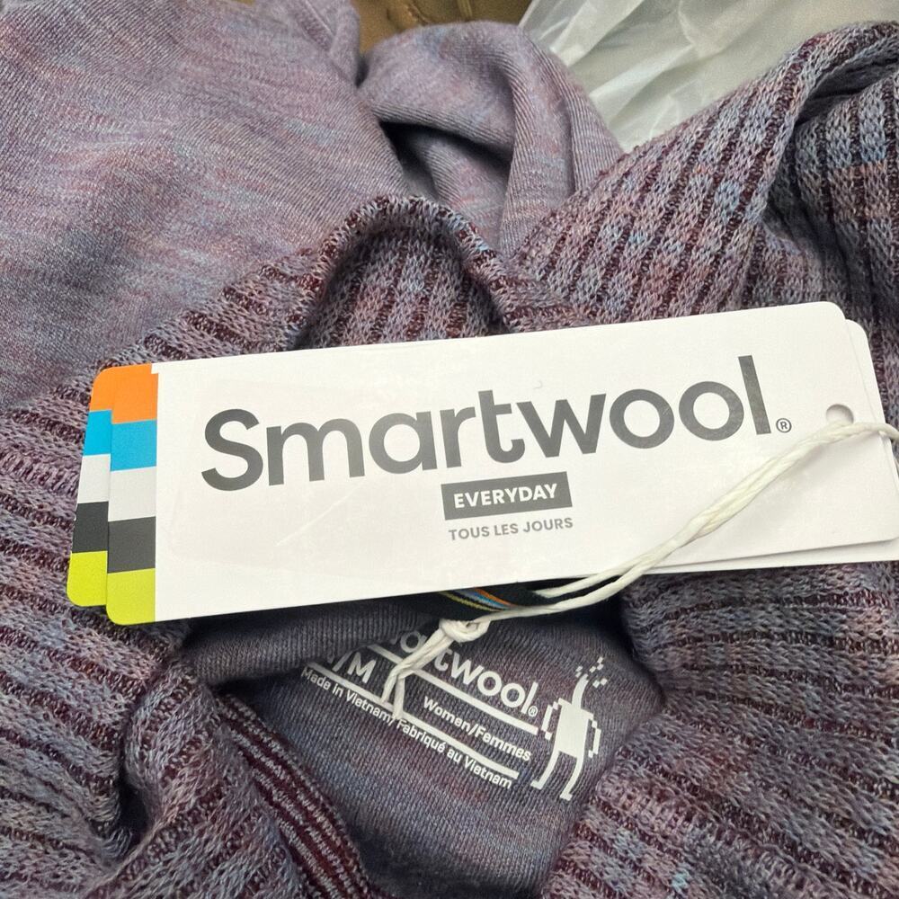SmartWool Thermal Rib Top Womens Size Medium Merino Wool Chalk Violet Heather - Picture 3 of 11
